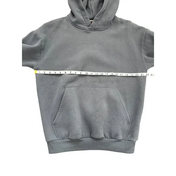 Comfrt Hoodie Blue Gray Fleece Pullover Oversized Unisex Sweatshirt Size S - Picture 5 of 7